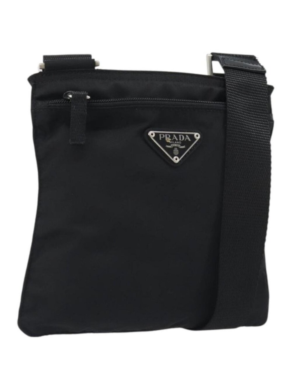 Authentic PRADA Shoulder Bag Nylon Black Silver